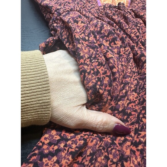 Free People Romper Boho Shorts Jumpsuit Orange Flutter Sleeve Womens M - Picture 10 of 12